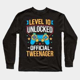 Level 10 Unlocked Official Tweenager 10th Birthday Long Sleeve T-Shirt